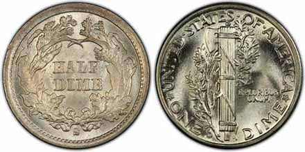 Half Dimes and Dimes